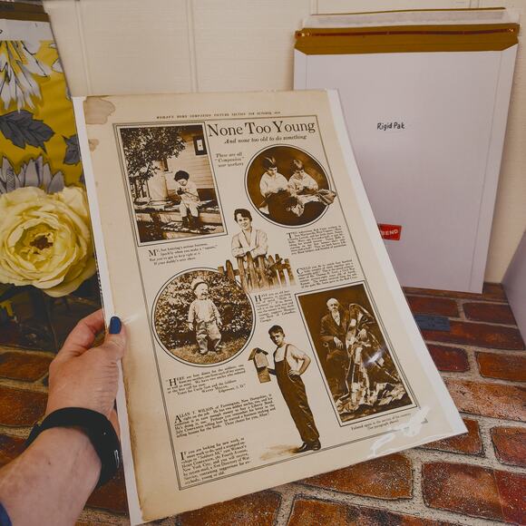 1918 "None Too Young - None Too Old" Original WWI‎ Sepia Tone Photo Article Page - Picture 2 of 16